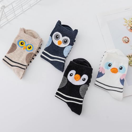 5 pairs - spring and summer pure cotton women's thermal socks, animal striped stockings4