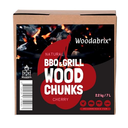 Woodabrix Wood Chunks for BBQ, 2.2Kg/7L, Chunks for Smoking Food, Cherry
