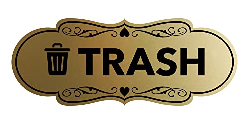Signs ByLITA Designer Trash Sign (Brushed Gold) - Medium 1