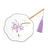 Toyvian 刺繍入り形扇子 の装飾タッセル付き手扇子 紗と素材の伝統的なデザイン ハンファ インテリアや贈り物に