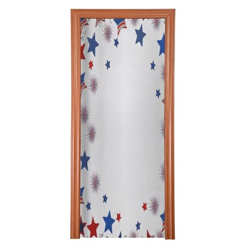 FLildon Patriotic Stars Independence Day Door Cover Decoration, 4th of July Party Accessory Porch Decor for Festive Ornament Room Door Covers 32 x 79 Inch