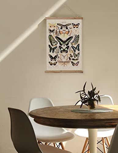 Vintage Butterflies Hanging Poster, Retro Style Of Wall Art Prints, Printed On Linen With Wood Frames, Ready To Hang #TOP1