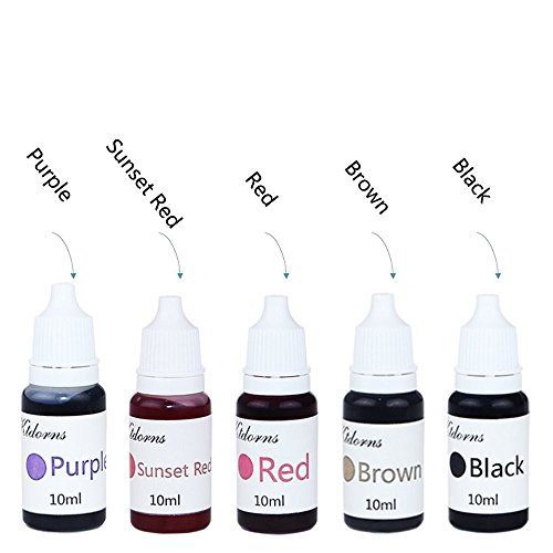 Ktdorns Soap Making Set - 10 Liquid Colors for Soap Coloring, Sunset Yellow,Purple Sunset Red Pink Yellow Blue Brown Black Green and Red,0.35-Ounce Each Color