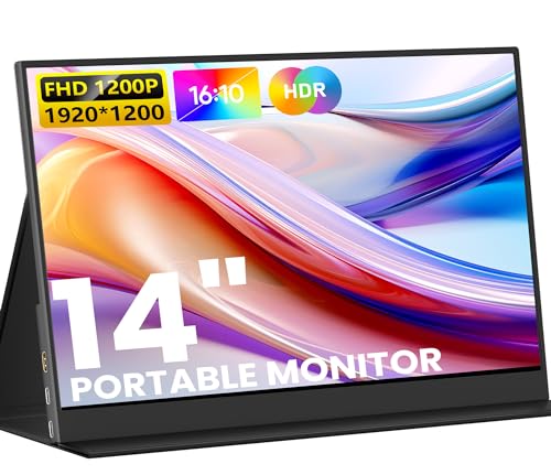 Image of KEEPTIME Portable Monitor 14inch FHD 1920 * 1200P Travel Monitor, USB-C HDMI Laptop Monitor with Dual Speakers, HDR Plug&Play, External Monitor for Laptop Mac PC Phone Xbox PS5