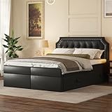 Dettagli: il letto matrimoniale è realizzato in tessuto PU di alta qualità e il design semplice si adatta alla maggior parte degli stili di casa. Quando acquisti un materasso matrimoniale, puoi scegliere tra un materasso da 140 x 200 cm o due materassi da 70 x 200 cm.