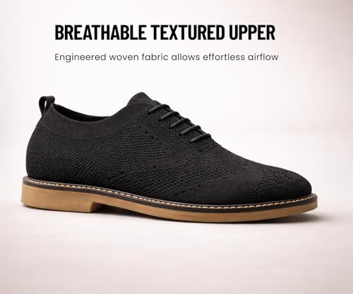 Image of Kraasa Men's Casual Sneaker Lace-Up Oxford Shoes | Breathable Knit Upper | Lightweight & Comfortable | Stylish Brown Sole | Office