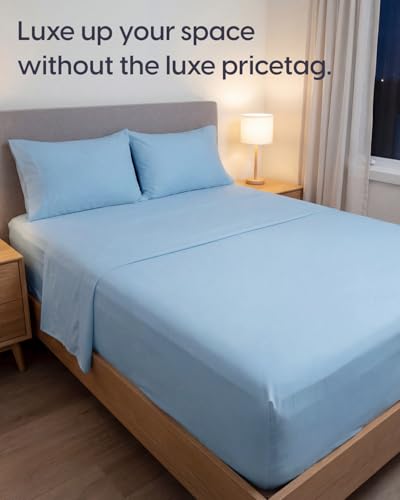 Image of Sleepy Town Twin XL Size Bed Sheets - 3 Piece - Twin XL Sheet Set - Extra Soft, Comfy & Cooling - Easy Care - Shrinkage, Wrinkle & Fade Free - Brushed Microfiber - Deep Pocket Bed Sheets (Light Blue)