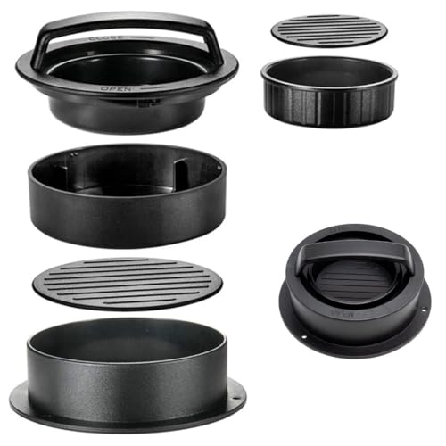 Forma para Hambúrguer Recheado 3 em 1 Premium - Hamburguer Gourmet Caseiro, Fácil Uso, Churrasco & L