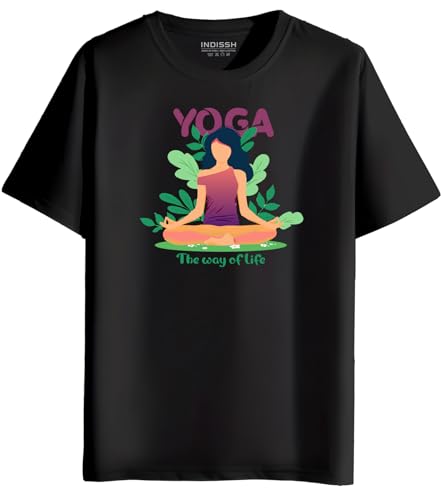 INDISSH Women's Regular Fit Half-Sleeves YOGA25 Themed Garphic Pr...