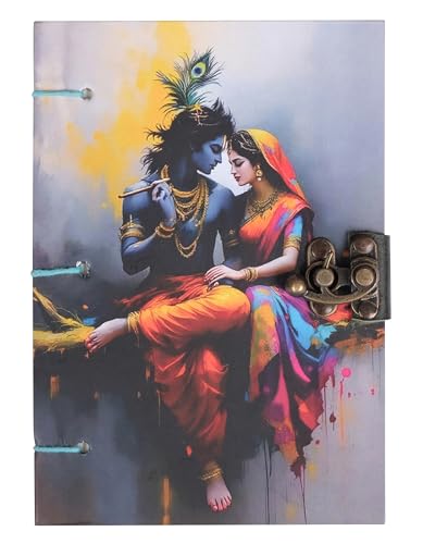 Image of CRAFT JUNKY Journal Diary with Handcrafted Box, 5 x 7 Inch Special Binding Unruled Lock Diary for Girls, Art Book with Aesthetic Print Sketch Book for Artists, 200 Acid-Free Pages A5 (KRISHNA)