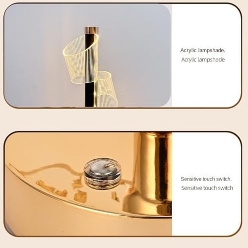 Image of One94Store 3D LumeTwist LED Night Lamp with Gold Base, Touch Control Cordless Decorative Table Light - 3 Color Modes, Modern Bedside Lamp for Bedroom, Living Room & Home Decor (Plastic Body)