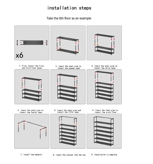 Image of TRADY 6 -Tier Shoe Rack,Stackable Wide Shoe Shelf for Shoe Storage,Sturdy Shoe Stand,Non-Woven Fabric Long Shoe Organizer for Closet,Shoe Holder for Entryway and Bedroom [ Black - White ]