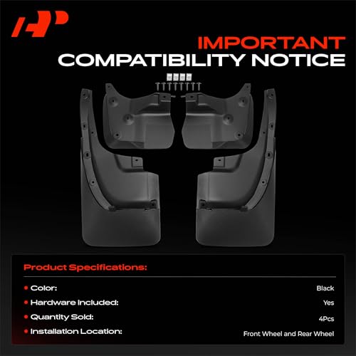 Image of A-Premium Mud Flaps Compatible with Toyota | for Land Cruiser 2016-2021 Sport Utility, No Drilling Required Mud Guards with Hardware Accessories, Set of 4 Front and Rear