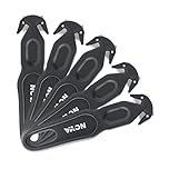 Nova Safety Cutter Tool, Safety Box Cutter Knife, Ergonomic Film Cutting Blade, Box, Strap, Carton, Package, Envelope and Letter Opener (Black, 5 pcs)