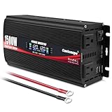 Cantonape 1500W Power Inverter 12V to 110V/120V Car Charger Converter with LCD Display, 3.1A Dual USB Ports 2 AC Outlets Car Adapter for RV, Truck, Solar, Off-Grid, Vehicle, Black