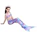 GALLDEALS Mermaid for Swimming Girls Swimsuit Princess Bikini Set Bathing Suit Swimmable Costume (No Monofin)