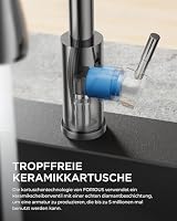 FORIOUS Küchenarmatur, Mischbatterie für Küche, 360 ° drehbar, für Spüle mit hohem Lichtbogen, versenkbar, 2 Modi, poliertes Chrom – Ansicht 5