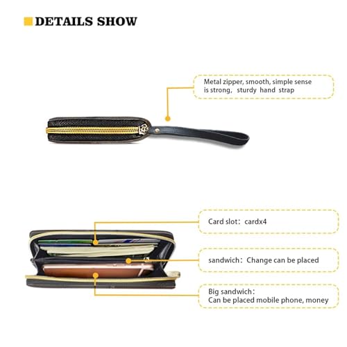 Image of Bulopur Personalized Wallet Wristlet for Women PU Leather Sunflower Cow Print Clutch Purses for Ladies Waterproof Phone Holder Zip Around