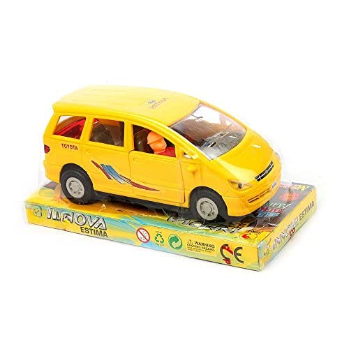 Game Phactory Pullback Innova Estima Car Action Race Toy Gift for Boys 5+ Years Strong ABS Plastic, No Sharp Edges - Pack of 1, Yellow
