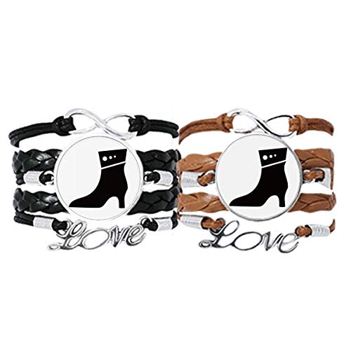 Pulsera pareja de cuerdas de cuero con silueta de tacón alto para aniversarios