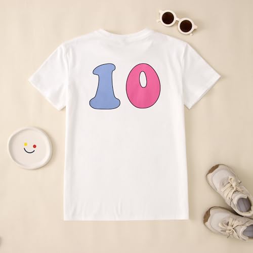 Image of KEKEMI in My Double Digits ERA Birthday Girls Shirt 10th Birthday Girl T Shirt 10 Years Old Birthday Outfit Summer Tees Tops(White,10Y)
