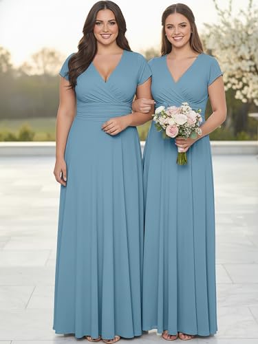 Image of KOH KOH Womens Sexy Cap Short Sleeve V-Neck Flowy Cocktail Gown