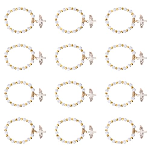 Pulseras de bautizo blancas para regalar a los invitados en celebraciones y banquetes familiares