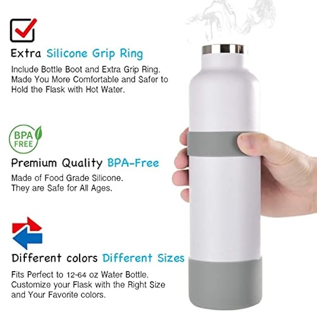 Greant Double Protective Water Bottle Boot Compatible with Hydro Flask, Silicone Flex Boot Compatible with Hydroflask Boot, Universal Anti-Slip Bottle Sleeve, 3 Sizes to Choose