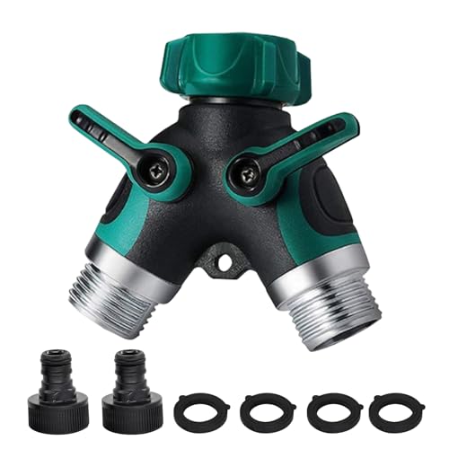 Souvik Sdoppiatore Rubinetto Giardino 2 Vie – Distributore Irrigazione con 2 Valvole Indipendenti, Connettore Doppio da 3/4', Adattatore per Tubo da Giardino