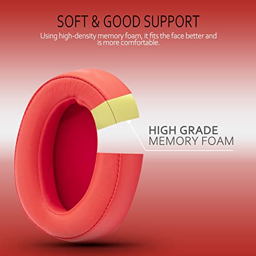 Image of Krone Kalpasmos Ear Pads for Sony WH-H900N, Compatible with Sony MDR-100ABN Headphones Over Ear Cushion, Soft Memory Foam Protein Leather Replacement Earpad Sony Headset Repair Part (Red)
