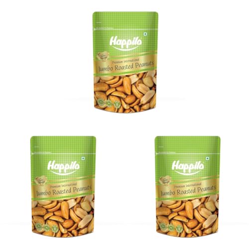 Image of Happilo Premium Jumbo Sand Roasted Peanuts 160g, Rich in Protein, Fiber, and Essential Nutrients, Wholesome Snack, Rich Flavor (Pack of 3)