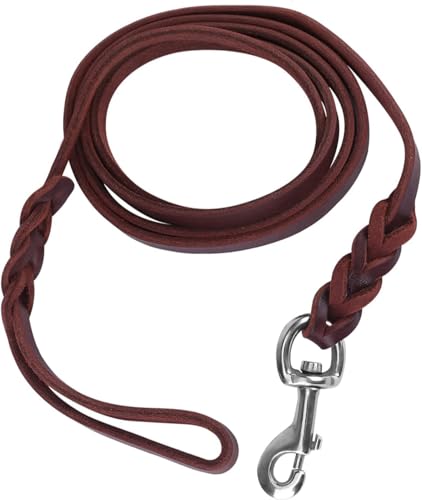 CYSFETENA 1.6m Fettlederleine Hund,Dunkelbraun Rindsleder Lederleine Hund Große Hunde,Geflochtenen Design Hundeleine Leder für Hunde Gehen Training Outdoor Aktivitäten Mittelgroße CYSFETENA 1.6m Fettlederleine Hund,Dunkelbraun Rindsleder Lederleine Hund Große Hunde,Geflochtenen Design Hundeleine Leder für Hunde Gehen Training Outdoor Aktivitäten Mittelgroße