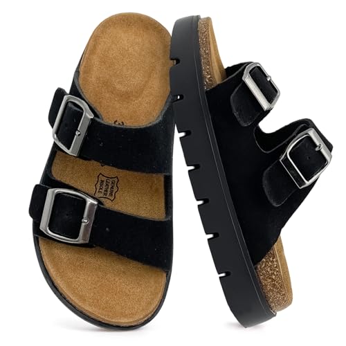 100% Genuine Leather Kids Sandals Girls Platform Sandals Thick Sole Non-Slip Slides for Kids Lightweight Boys & Girls Sandals Summer Beach kids Footwear