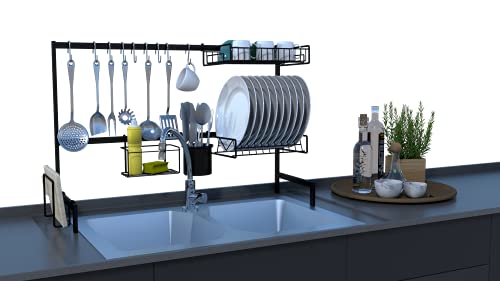 Cozinha Modular Sobre Pia Escorredor de Louça Porta Talheres Preto