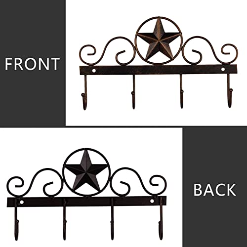 Metalbarnstarkeyrackholderwallmountedmetaldecorative10vintagekeywith4hooksdarkbrownwesternhomewalldecor Urban Country Home Decor Metal barn star key rack holder wall mounted metal decorative 10 vintage key with 4 hooks dark brown western home wall decor urban country home decor