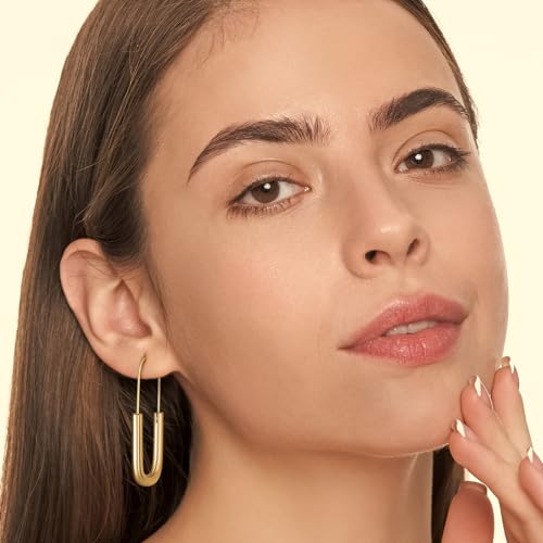 Surgical Steel Huggie Hoop Earrings 14K Gold Plated Hypoallergenic Drop Dangle Earrings for Women Waterproof and Non Tarnish3