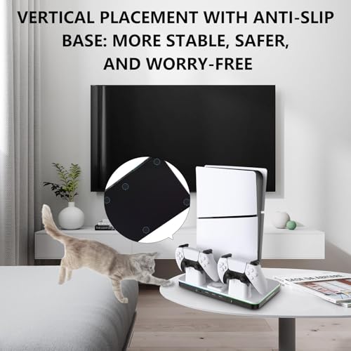 G-STORY Estación de refrigeración para PS5 Pro/Slim Stand con Controlador de estación de Carga para Consolas Digitales PlayStation de 5 Discos, Accesorios PS5, 3 concentradores USB, Soporte para - imagen 7