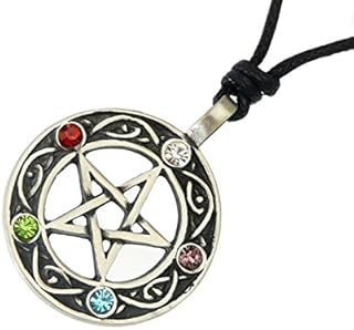 benerini Pewter Pentacle of Life Pendant on Adjustable Black Cord Necklace