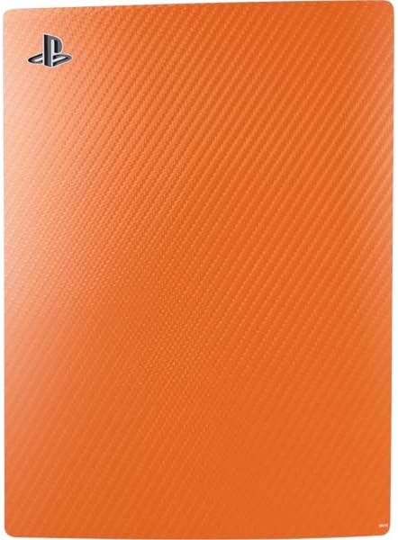 Skinit Decal Gaming Skin Compatible with PS5 Digital Edition Console - Orange Carbon Fiber Specialty Texture Material Design