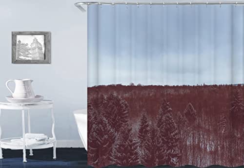 ANAZOZ Dusch Gardin skogsmotiv, 180 x 180 cm, duschdraperi av polyester, tvättbar, antimögel skogsmönster