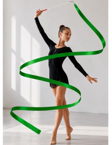 Image of BookMyCostume Gymnastic & Rhythmic Dance Ribbon Wand Collection - 2-Meter Ribbon Sticks - Ideal for School Sports Day & Gymnastic Training - Fancy Dress Costume Accessories for Kids, Teens & Adults