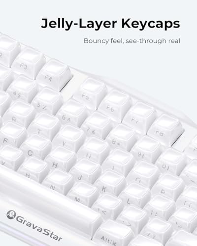 Image of GravaStar Mercury K1 75% White Wireless Keyboard, Aluminum Alloy Exoskeleton Design Mechanical Gaming Keyboard, Gasket Hot-Swap Socket, Linear Switches, RGB Backlit【Opaline White】