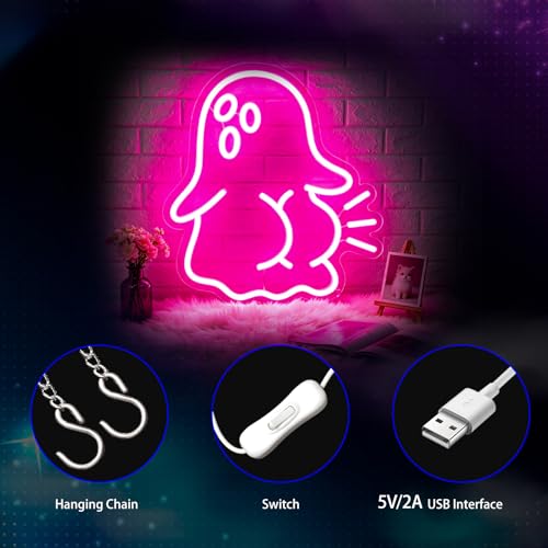 Image of Ghost Neon Sign, Neon Signs for Wall Decor LED Signs Neon Light