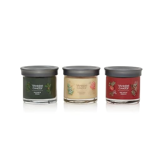 Yankee Candle Holiday Signature Small Tumbler Gift Set - Balsam & Cedar, Christmas Cookie, and Red Apple Wreath