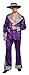 Maxim Party Supplies Adult Player Mack Daddy Hustler Costume Velvet Suit Includes Hat, Suit Jacket, Pants, Gold Chain (Medium/Large, Purple)