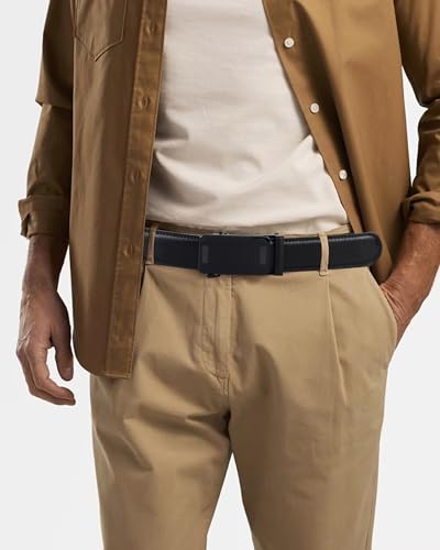 Image of WAYLIT Mens Casual-Leather-Belt Classic-Adjustable Genuine-Leather Belts