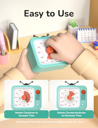 Image of LIORQUE Visual Timer for Kids with Pause, 60 Minute Countdown Timer, Green