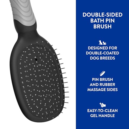 Image of WAHL Professional Animal Double Sided Bath Pin Brush for Dogs (#858477) - Pet Brush to Groom Dogs - For Akitas, Huskies & Australian Shepherds - Durable Dog Pin Brush