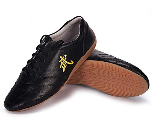 CHIYA-TAICHI Unisex Tai Chi Kampfsport Wudang Kung Fu Schuhe Karate Traditioneller Qi Gong Wing Chun Trainer Slipper mit klassischer Gummi-Oxford-Sohle für Männer und FrauenBlack-38