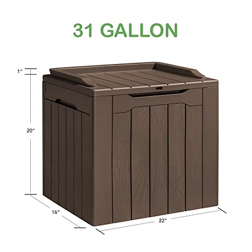 image for Homall 31 Gallon Resin Deck Box Waterproof Outdoor Storage Lockable In
